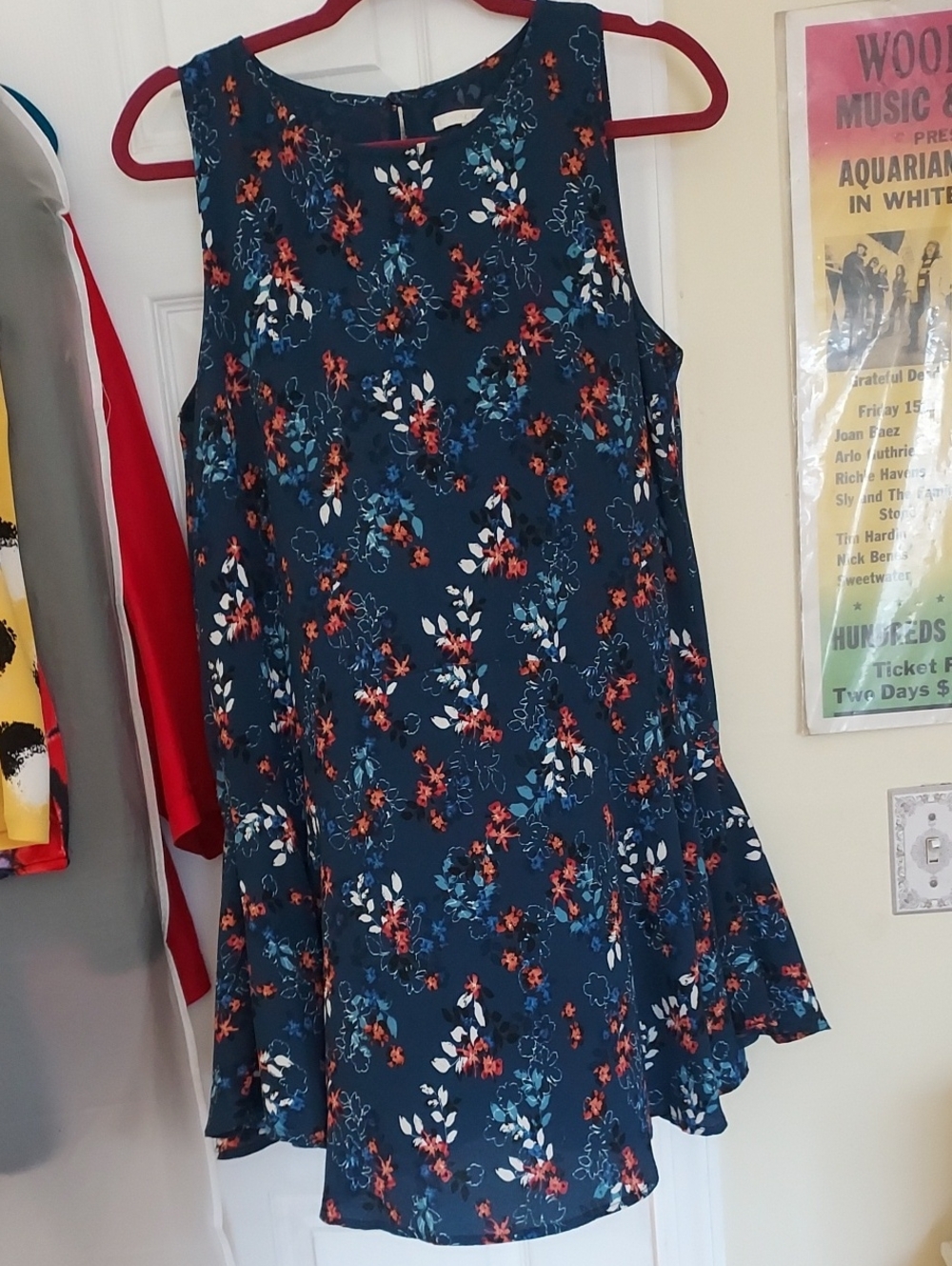 Blue Floral Sun Dress Sz Med